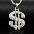 thumbnail image 1 of GKNET Silver CZ Dollar Pendant Necklace Mens Punk Hip Hop Rock Biker Delicate Jewelry Chain 24", 1 of 4