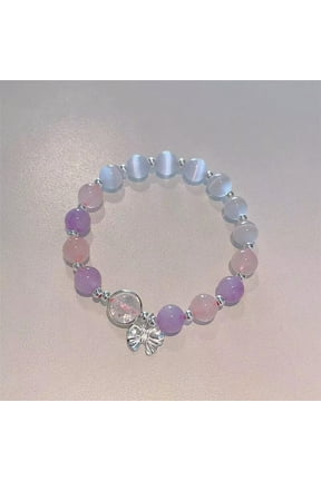 Silver Color Bowknot Imitation Cat's Eye Stones Beaded Bracelets Fashion Jew WY4