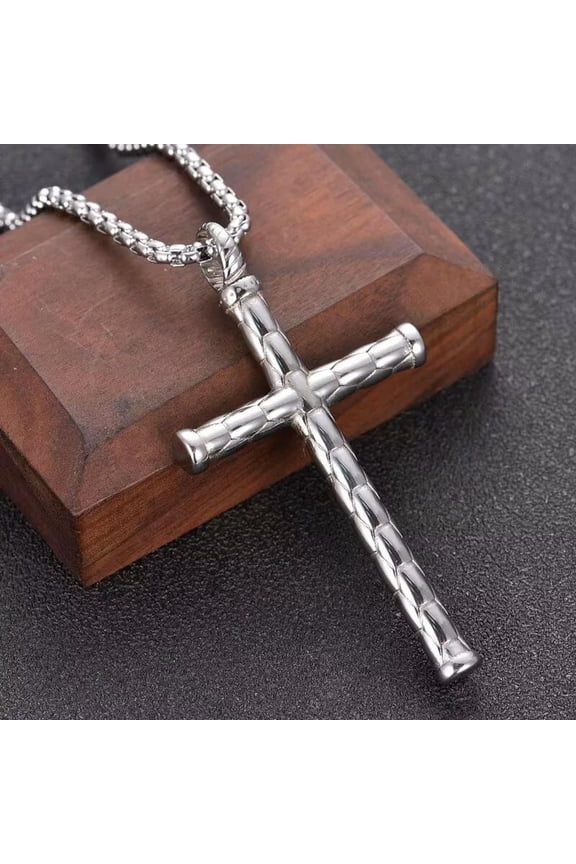 Silver Cross Pendant Necklace For Men Women Christian Catholic Delicate Jewelry Chain 24"