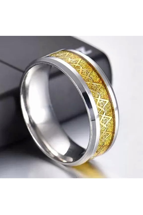 Silver Gold Freemason Masonic Stainless Steel Ring Band Men's Delicate Jewelry Size 8-13-9