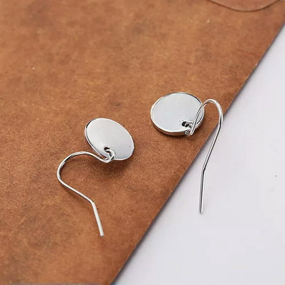GKNET Silver Gold Small Disc Hook Dangle Earrings Simple Style Round Disk Design-Silver