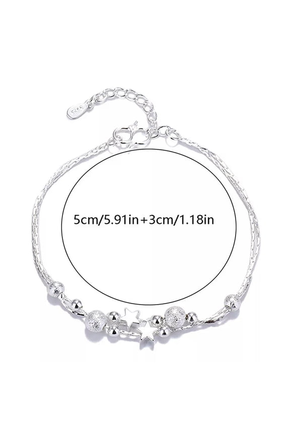 Silver Lucky Bead Charm Bracelet For Women Chain Round Bangles Fashion Luxur WY4