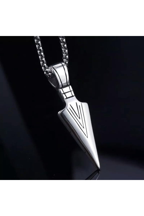 Silver Spear Arrowhead Pendant Necklace Chain Men's Punk Rock Biker Delicate Jewelry Gift