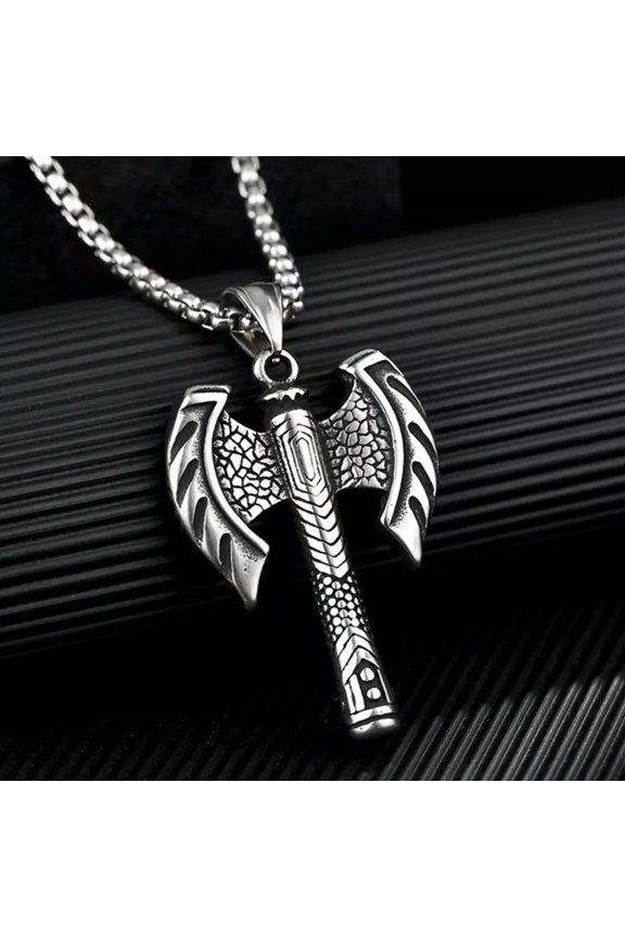 Silver Viking Nordic Warrior Double Axe Pendant Necklace Chain Mens Delicate Jewelry Gift