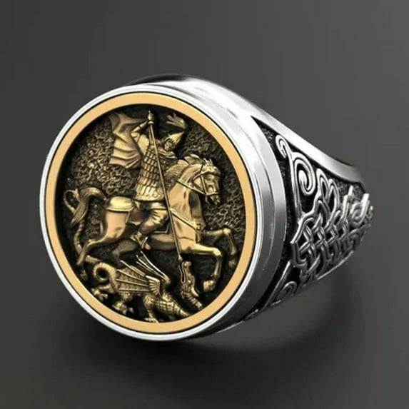 GKNET Silvery Golden Rings for Steam Punk Men Women Wedding Party Gothic Jewelry-02#-13