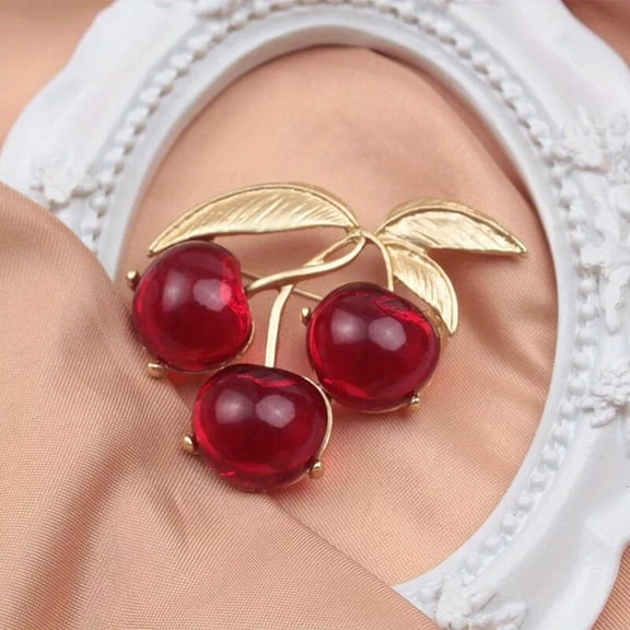 GKNET Simple Cherry Brooch Sweet Fruit Matte Texture Pin