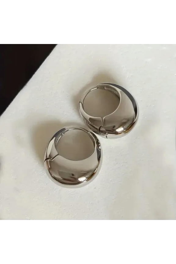 Simple Glossy Chunky Hoop Earrings Copper Delicate Jewelry Casual Elegant Style Fashion-default