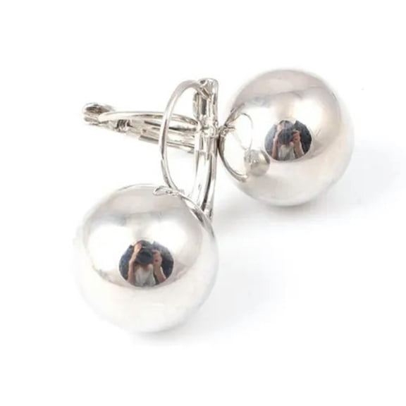 GKNET Simple Gold/Silver Color Ball Hoop Dangle Earrings for Women Daily Delicate Jewelry Gift-2#