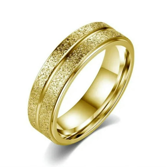 GKNET Simple Trendy 24K Gold Plated Double Row Frosted Stainless Steel Rings Size 6-9