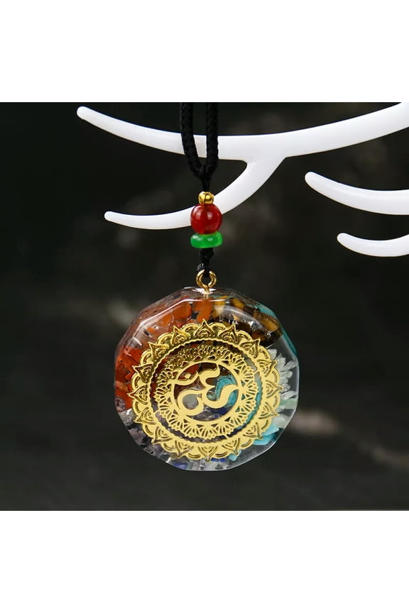 Six Mantras OM 7 Chakra Healing Crystal Pendant Necklace