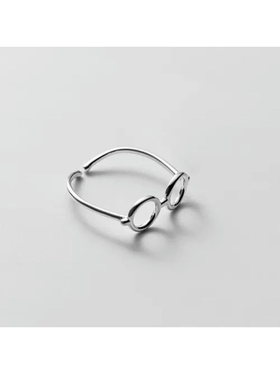 Skeleton Eyeglasses Shape Finger Ring Opening Adjustable Simple Copper Ring-1-Resizable