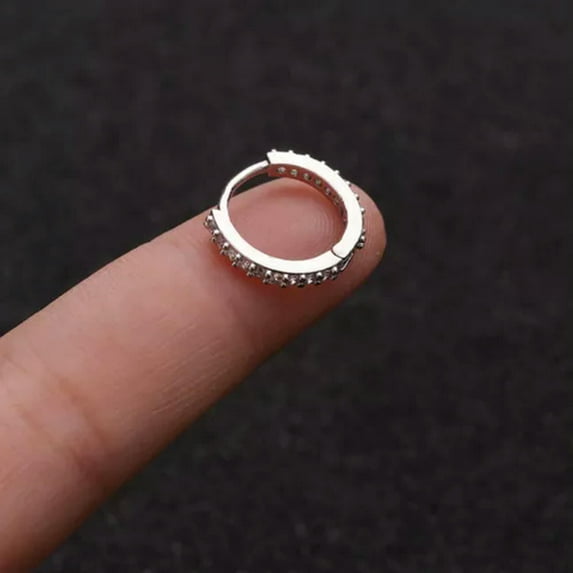 GKNET Small Cartilage Earrings Tragus Piercing Delicate Jewelry Titanium Helix Cartilage Hoop-silver 10mm