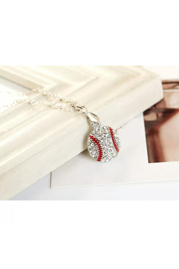 Softball Baseball Necklace Silver Baseball Chain Baseball Pendant