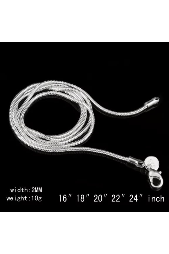 Solid Silver Snake Chain Men's Women's Necklace 40.6-61cm #66 —-2MM 16 Zoll