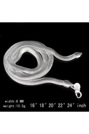 Solid Silver Snake Chain Men's Women's Necklace 40.6-61cm #66 —-6MM 20 Zoll