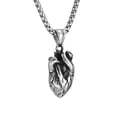 thumbnail image 1 of GKNET Solid Stainless Steel Mens Anatomical Real Human Heart Pendant Necklace, 1 of 8