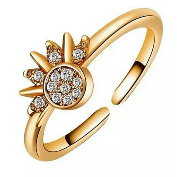 GKNET Sparkling Moon Sun Adjustable Ring For Women Stackable Finger Ring Delicate Jewelry Gift-A1