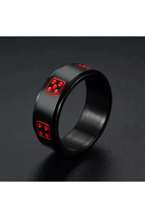 Spinner Fidget Anxiety Ring Stainless Steel Spinning Rings for Woman Men Jewelry-12#8mm dice-7