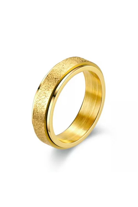Spinner Fidget Anxiety Ring Stainless Steel Spinning Rings for Woman Men Jewelry-27#6mm gold matte-8