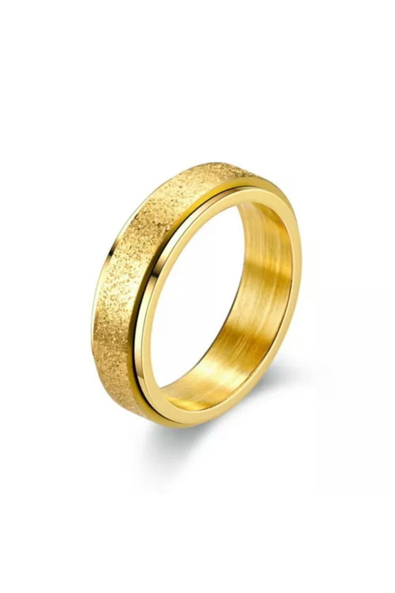 Spinner Fidget Anxiety Ring Stainless Steel Spinning Rings for Woman Men Jewelry-27#6mm gold matte-9
