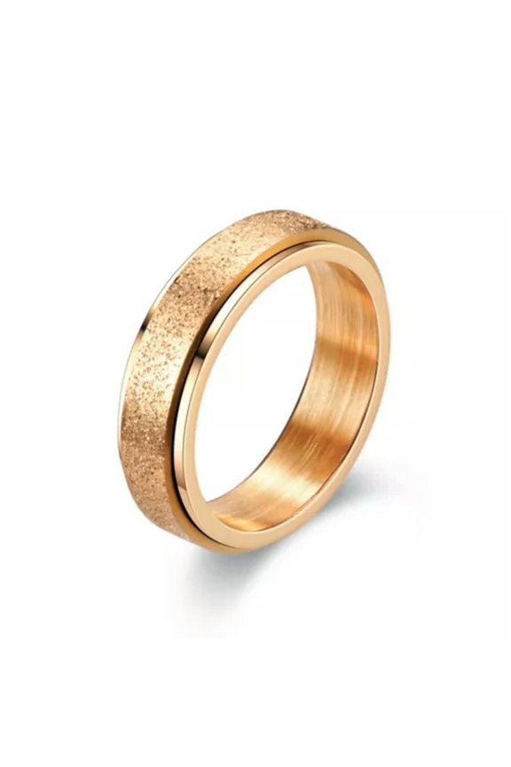 Spinner Fidget Anxiety Ring Stainless Steel Spinning Rings for Woman Men Jewelry-28#6mm rose gold matte-9