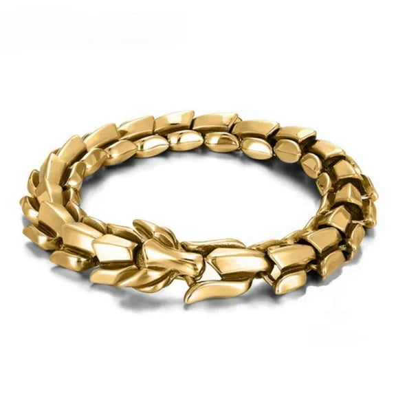 GKNET Stainless Steel 14mm 7-9 Inches Dragon Head Bracelet Dragon Design Link