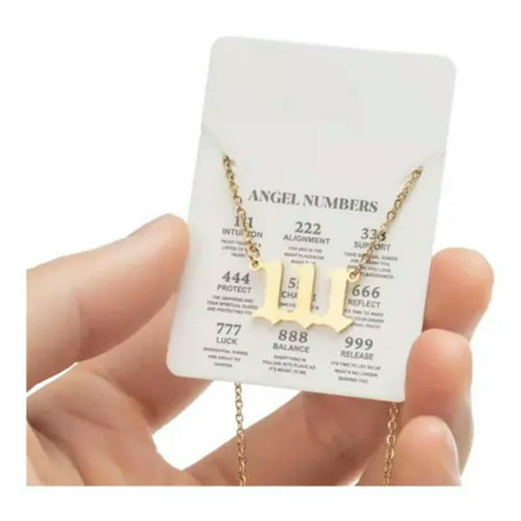 GKNET Stainless Steel Angel Numbers 111 222 333 444 555 666 777 888 999 Necklaces-Gold 111