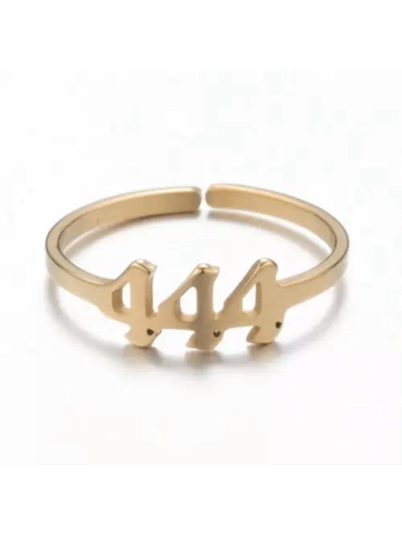 Stainless Steel Angel Numbers Rings 111, 222, 333, 444, 555, 666, 777, 888, 999-Gold 444
