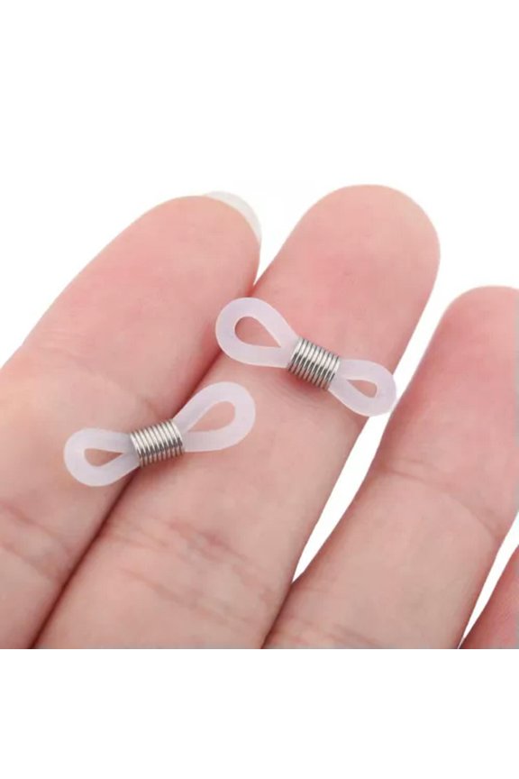 Stainless Steel Bead Holder Strap Rubber Loop End Eye Glasses Retainer Connector-White Ring-Spring