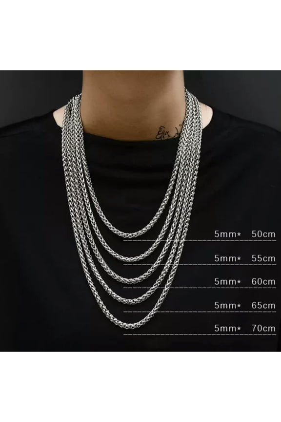 Stainless Steel Braided Wheat Rope Chain Necklace Biker Delicate Jewelry 20-28" 3-8 MM-6mm-24 Inch