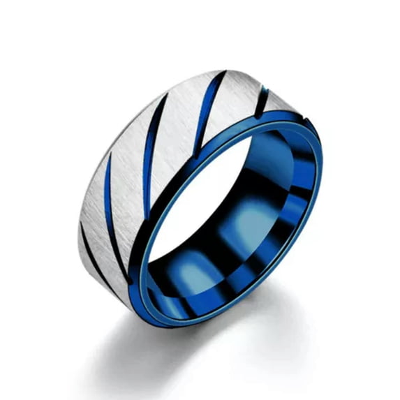 GKNET Stainless Steel Bridal Wedding Ring Fashion Party Delicate Jewelry For Women Men-12# 8mm Blue-6