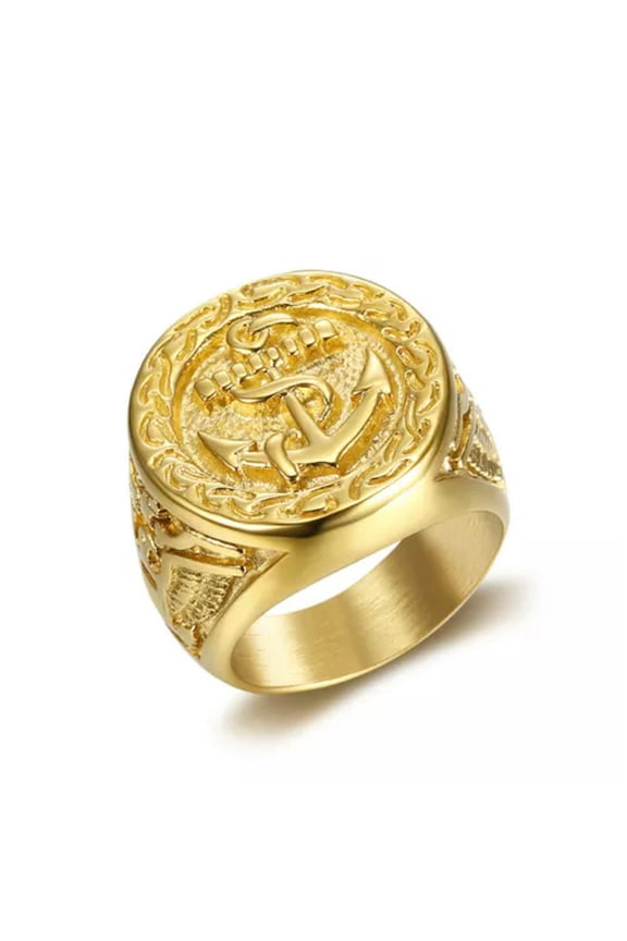 Stainless Steel Casting Ring 18k Real Gold Plated Men Finger Rings Delicate Jewelry Gift-7-Gold