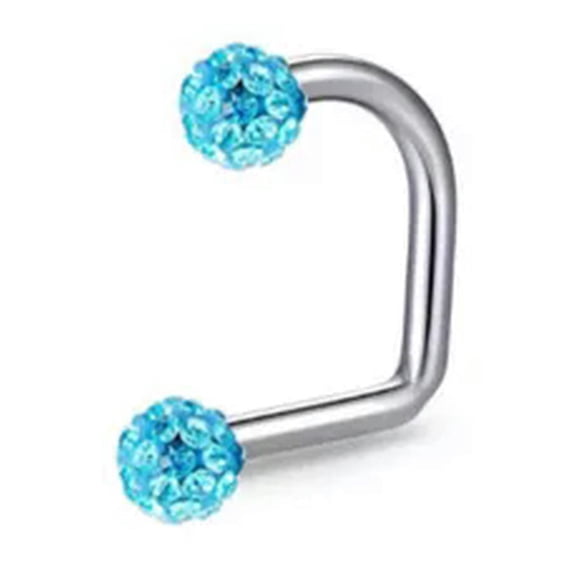 GKNET Stainless Steel D Rod C-Shape Lip Ring Body Piercing Lip Stud Women Delicate Jewelry CZ-Lake Blue-1.2*10*4mm