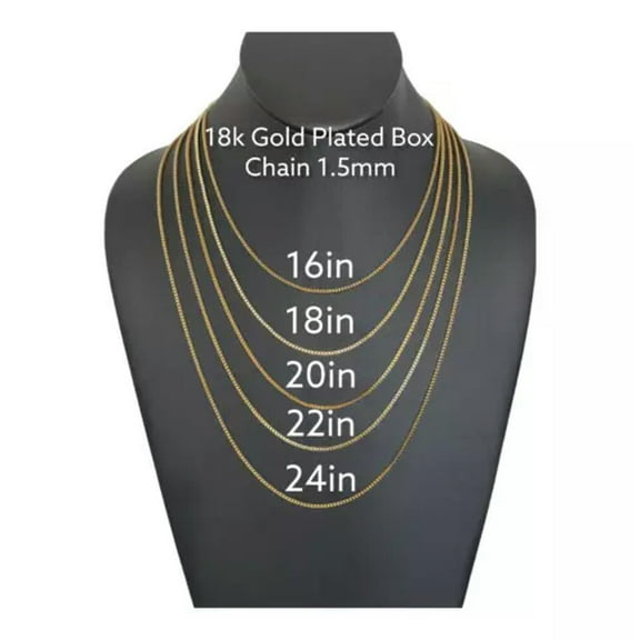 GKNET Stainless Steel Gold Plated Box Chain 1.5mm Unisex Hip Hop Jewelry, 16-24in-18in