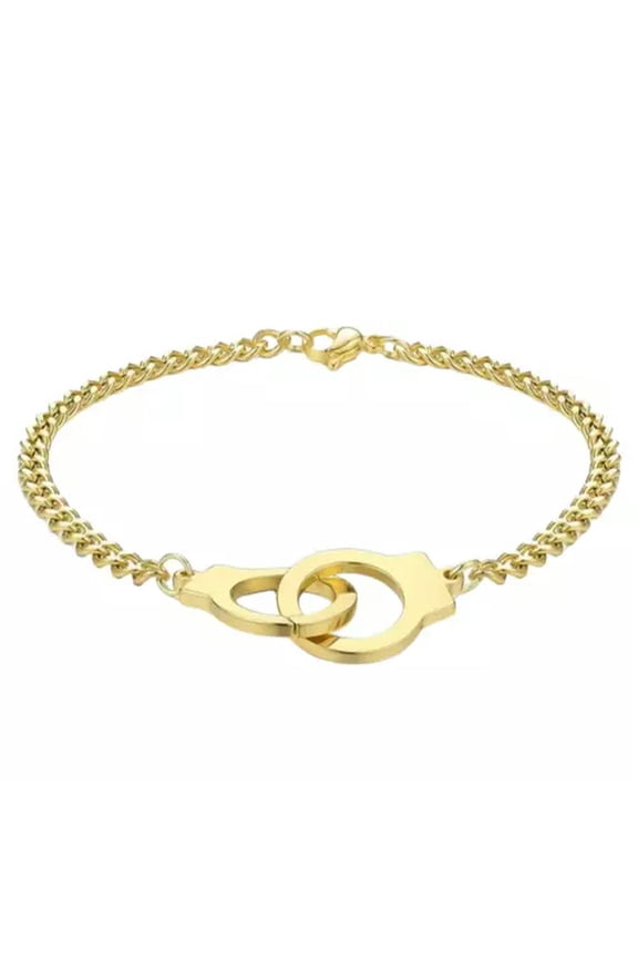 Stainless Steel Gold Plated Handcuffs Bracelet Unisex Fashion Jewelry-Gold-16