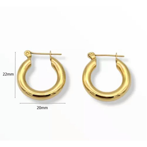 GKNET Stainless Steel Gold Plated Round Hoop Earrings For Women Fashion Jewelry-Small