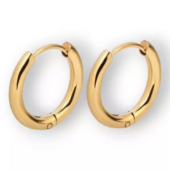 GKNET Stainless Steel Huggie Hoop Earrings Unisex Fashion Delicate Jewelry For Women, Men-Gold-12mm