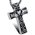 thumbnail image 1 of GKNET Stainless Steel Irish Celtic Trinity Knot Claddagh Cross Pendant Necklace, 1 of 9