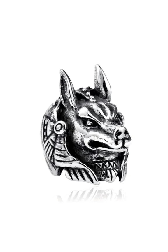 Stainless Steel Mens Egyptian Egypt Pharaoh Anubis Ring for Men Size 7-13