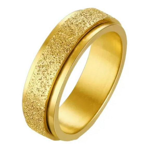 GKNET Stainless Steel Rotating Spinner Wedding Ring Unisex, Men Women Fashion Jewelry-7-Gold