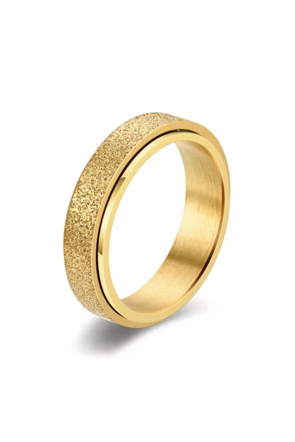 Stainless Steel Rotating Spinner Wedding Ring Unisex Men Women Fashion Jewelry-gold-7