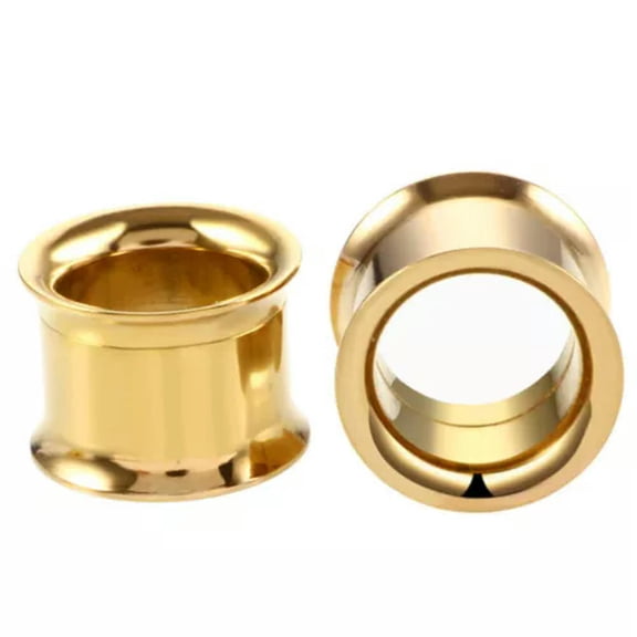 GKNET Stainless Steel Screw Fix Ear Tunnel EXTRA SMOOTH Stretchers Tapers Plug 5-16mm/-gold-12mm