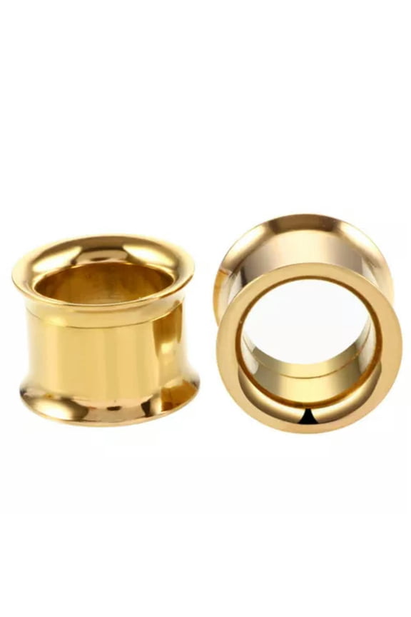 Stainless Steel Screw Fix Ear Tunnel EXTRA SMOOTH Stretchers Tapers Plug 5-16mm/-gold-12mm