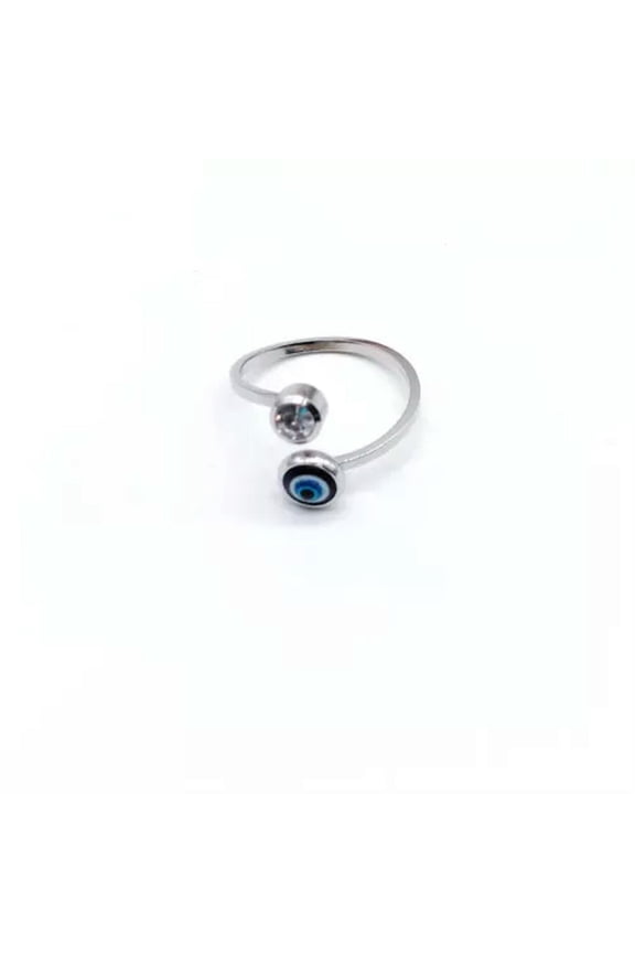 Stainless Steel Turkish Lucky Blue Evil Eye Zircon Ring Charm Women Men Jewelry-One Evil Eye Zircon