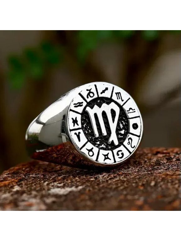 Stainless Steel Twelve Constellations Horoscope 12 Zodiac Sign Rings Size 7-13-9-silver Virgo