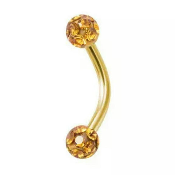 GKNET Stainless Steel Zirconia Eyebrow Stud Lip Stud Ear Bone Stud Piercing Jewellery-Gold
