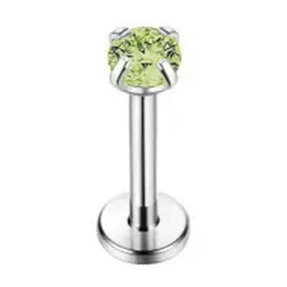 GKNET Stainless Steel Zirconia Tragus Ear Labret Conch Ring Lip Stud Multicolor Women-Light Green-1.2*8*5mm