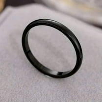 GKNET Stainless SteelFinger Ring Women Ring 2mm Couple Ring Prime Ring Circle Plain ~-black-10