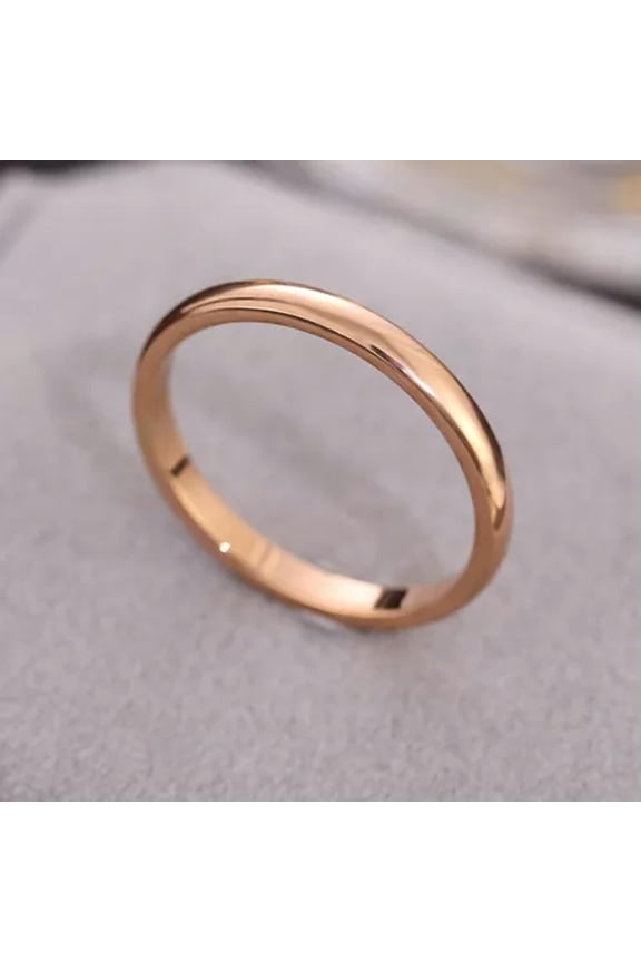 2mm Gold Plated Stainless Steel Stackable Ring Wedding Band Women Girl size 3-10-rose gold-9
