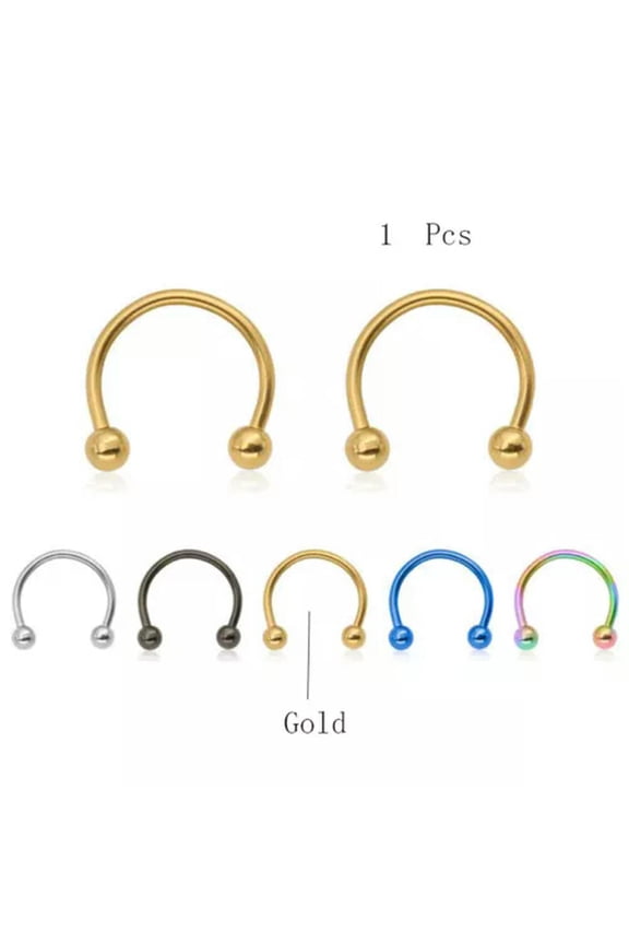 Stainless steel U-shaped Ball Nose Ring Body Piercing Delicate Jewelry Lip Hoop Rings-Gold-8mm